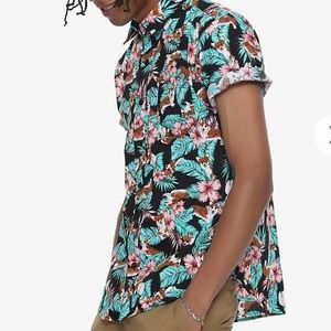 Corgi Tropical Print Short-Sleeve Woven Button-Up